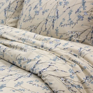 Σεντόνια Σετ Υπέρδιπλα Με Λάστιχο 165x200+32 Lino Amandes Μπλέ