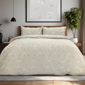 Σεντόνια Σετ Υπέρδιπλα Με Λάστιχο 165x200+32 Lino Diminuto Μπέζ