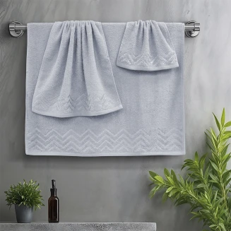 Πετσέτες Σετ 3 Τεμαχίων Lino Wavie Ανοιχτό Γκρί