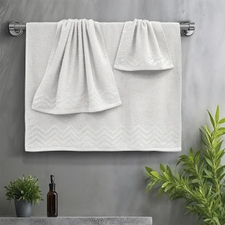 Πετσέτες Σετ 3 Τεμαχίων Lino Wavie Εκρού