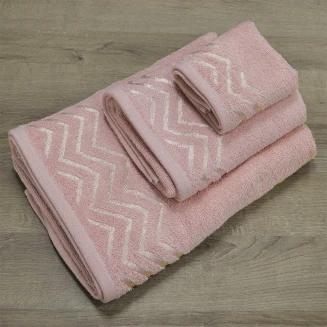 Πετσέτες Σετ 3 Τεμαχίων Lino Wavie Κοραλί