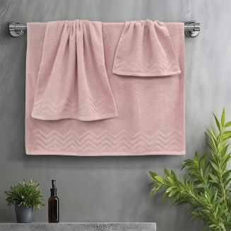 Πετσέτες Σετ 3 Τεμαχίων Lino Wavie Κοραλί