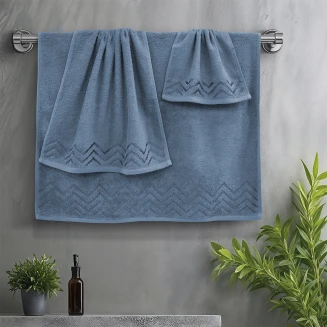 Πετσέτες Σετ 3 Τεμαχίων Lino Wavie Πετρόλ