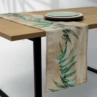 Lino Τραβέρσα Foresta 40x160 Εκρού-Πράσινο