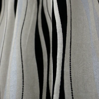 Κουρτίνα Με Τρέσα 145x270 Maison Blanche  Ροσες Ψάθα Ριγέ Μαύρο