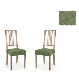 Σετ (2 Τμχ) Ελαστικά Καλύμματα Καπάκια Καρεκλών Mc Decor Waves Πράσινο