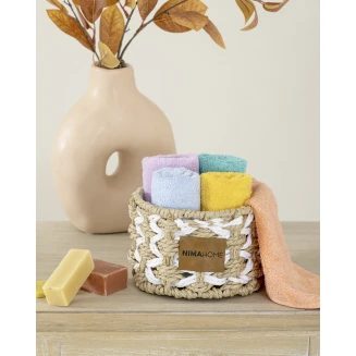 Καλαθάκι Με 5 Τεμάχια Λαβέτες Nima Home Bamboo Calm