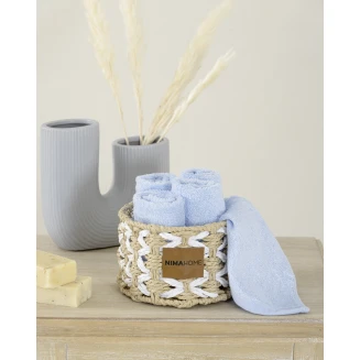 Καλαθάκι Με 5 Τεμάχια Λαβέτες Nima Home Bamboo Calm Petrol