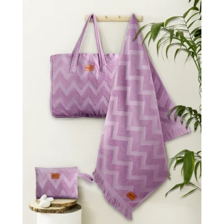 Πετσέτα Θαλάσσης 90x160 Nima Home Vida Purple Jacquard