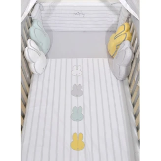 Σετ Προίκας Κούνιας 3 Τεμαχίων Miffy Des 66 Ριγέ Γκρί