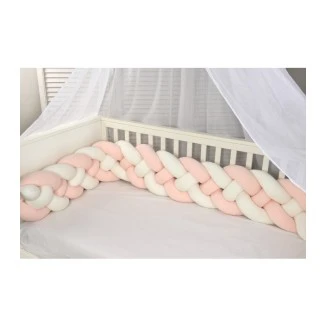 Πλεξούδα Προστασίας Κρεβατιού 24x200 Baby Oliver Des 7766 Εκρού-Σομόν Τετραπλή Ζέρσευ