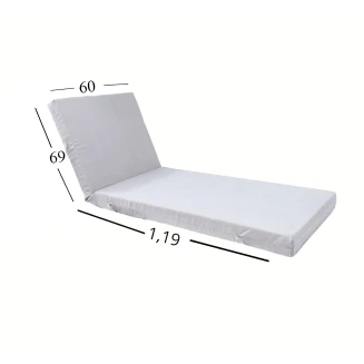 Μαξιλάρι Ξαπλώστρας Με Ύφασμάτινο Μουσαμά Αδιάβροχο 60x188x6 Αφρολέξ 40s Politishome 01 Λευκό