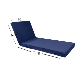 Μαξιλάρι Ξαπλώστρας Με Ύφασμάτινο Μουσαμά Αδιάβροχο 60x188x6 Αφρολέξ 40s Politishome 10 Μπλέ Σκούρο