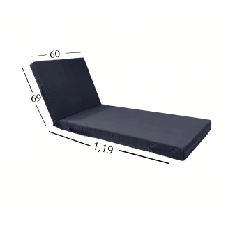 Μαξιλάρι Ξαπλώστρας Με Ύφασμάτινο Μουσαμά Αδιάβροχο 60x188x6 Αφρολέξ 40s Politishome 11 Μαύρο