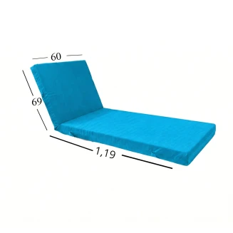 Μαξιλάρι Ξαπλώστρας Με Ύφασμάτινο Μουσαμά Αδιάβροχο 60x188x6 Αφρολέξ 40s Politishome 12 Τιρκουάζ