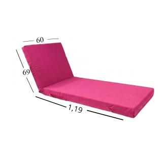 Μαξιλάρι Ξαπλώστρας Με Ύφασμάτινο Μουσαμά Αδιάβροχο 60x188x6 Αφρολέξ 40s Politishome 15 Ρόζ Έντονο