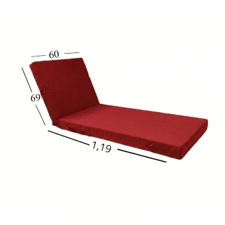 Μαξιλάρι Ξαπλώστρας Με Ύφασμάτινο Μουσαμά Αδιάβροχο 60x188x6 Αφρολέξ 40s Politishome 19 Κόκκινο