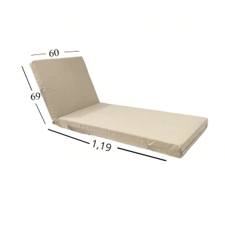 Μαξιλάρι Ξαπλώστρας Με Ύφασμάτινο Μουσαμά Αδιάβροχο 60x188x6 Αφρολέξ 40s Politishome 02 Εκρού