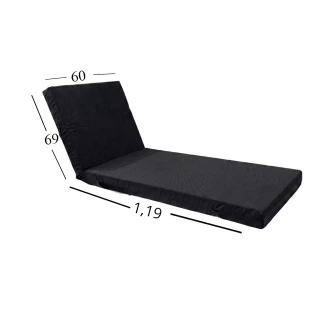 Μαξιλάρι Ξαπλώστρας Με Ύφασμάτινο Μουσαμά Αδιάβροχο 60x188x6 Αφρολέξ 40s Politishome 21 Μαύρο-Μπλέ