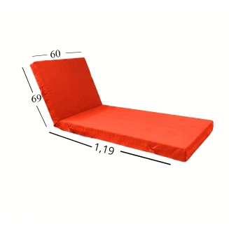 Μαξιλάρι Ξαπλώστρας Με Ύφασμάτινο Μουσαμά Αδιάβροχο 60x188x6 Αφρολέξ 40s Politishome 22 Πορτοκαλί Φωσφοριζέ