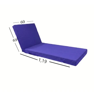 Μαξιλάρι Ξαπλώστρας Με Ύφασμάτινο Μουσαμά Αδιάβροχο 60x188x6 Αφρολέξ 40s Politishome 25 Μπλέ-Μώβ