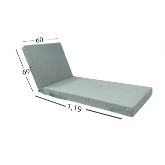 Μαξιλάρι Ξαπλώστρας Με Ύφασμάτινο Μουσαμά Αδιάβροχο 60x188x6 Αφρολέξ 40s Politishome 05 Γκρί-Μπέζ