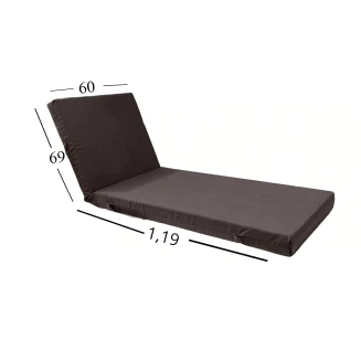 Μαξιλάρι Ξαπλώστρας Με Ύφασμάτινο Μουσαμά Αδιάβροχο 60x188x6 Αφρολέξ 40s Politishome 07 Καφέ