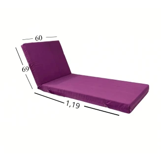 Μαξιλάρι Ξαπλώστρας Με Ύφασμάτινο Μουσαμά Αδιάβροχο 60x188x6 Αφρολέξ 40s Politishome 08 Μώβ