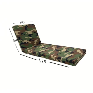 Μαξιλάρι Ξαπλώστρας Με Ύφασμα Εξωτερικού Χώρου Αδιάβροχο 60x188x6 Αφρολέξ 40S Politishome 17 Army