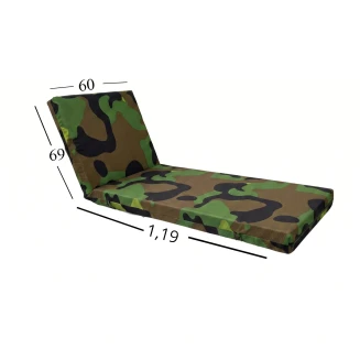 Μαξιλάρι Ξαπλώστρας Με Ύφασμα Εξωτερικού Χώρου Αδιάβροχο 60x188x6 Αφρολέξ 40S Politishome 18 Army