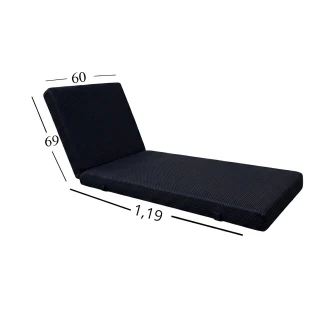 Μαξιλάρι Ξαπλώστρας Με Ύφασμα Εξωτερικού Χώρου Αδιάβροχο 60x188x6 Αφρολέξ 40S Politishome 66 Μαύρο