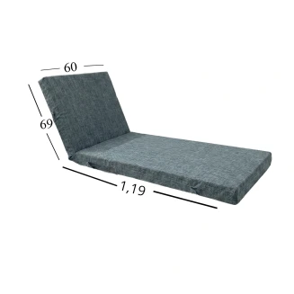 Μαξιλάρι Ξαπλώστρας Με Ύφασμα Εξωτερικού Χώρου Αδιάβροχο 60x188x6 Αφρολέξ 40S Politishome 82 Γκρί Σκούρο