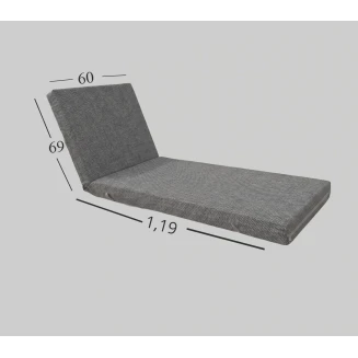 Μαξιλάρι Ξαπλώστρας Με Ύφασμα Εξωτερικού Χώρου Αδιάβροχο 60x188x6 Αφρολέξ 40S Politishome 83 Γκρί Ανοιχτό