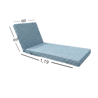 Μαξιλάρι Ξαπλώστρας Με Ύφασμα Εξωτερικού Χώρου Αδιάβροχο 60x188x6 Αφρολέξ 40S Politishome 84 Γκρί Ανοιχτό