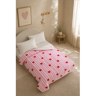 Κουβερτοπάπλωμα Ημίδιπλο 160x220 Rythmos Love Lines Digital Flannel Fleece Με Sherpa