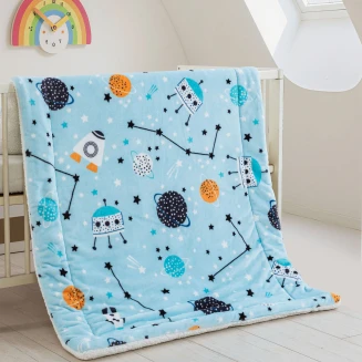 Κουβέρτα Αγκαλιάς 80x110 Rythmos Astroplanets Digital Flannel Fleece Με Sherpa