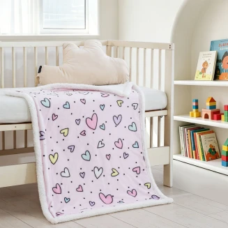 Κουβερτοπάπλωμα Κούνιας 110x140 Rythmos Happy Hearts Digital Flannel Fleece