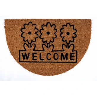 Ημικυκλικό Πατάκι Εισόδου από Κοκοφοίνικα με Αντιολισθητικό Υπόστρωμα E - Coco 004 Welcome Flowers 40x60εκ Sdim