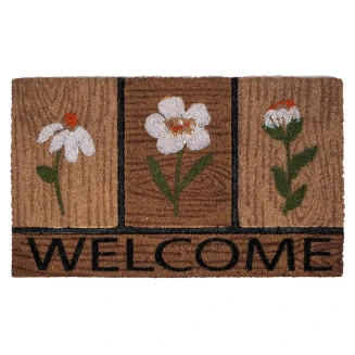 Πατάκι Εισόδου από Κοκοφοίνικα με Αντιολισθητικό Υπόστρωμα Ruco Style 011 Welcome Daisies 45x75εκ Sdim