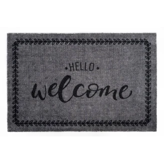 Πατάκι Εισόδου Μοκέτα με Αντιολισθητικό Υπόστρωμα Ambiance 295 Hello Welcome Γκρί 50x75εκ Πάχους 8mm Sdim