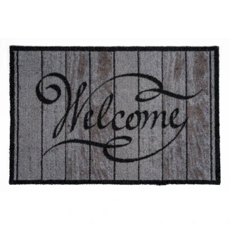 Πατάκι Εισόδου Μοκέτα με Αντιολισθητικό Υπόστρωμα Ambiance 315 Welcome Wood Classic Γκρι-Μαύρο 50x75εκ Πάχους 8mm Sdim