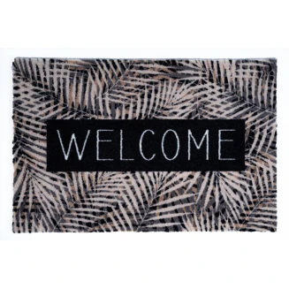 Πατάκι Εισόδου Μοκέτα με Αντιολισθητικό Υπόστρωμα Ambiance 966 Leaves Welcome Beige 50x75εκ Πάχους 8mm Sdim