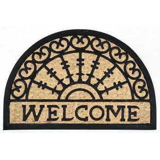 Ημικυκλικό Πατάκι Εισόδου από Κοκοφοίνικα  και Καουτσούκ με Αντιολισθητικό Υπόστρωμα Boucara 083 Welcome HR  40x60εκ Sdim