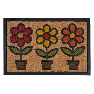 Πατάκι Εισόδου από Κοκοφοίνικα  και Καουτσούκ με Αντιολισθητικό Υπόστρωμα Boucara Decor 092 Flower Pots 40x60εκ Sdim