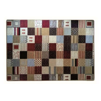 Μοκέτα Με Αντιολισθητικό Υπόστρωμα 150x200 Sdim Patchwork 001 Κόκκινο-Καφέ