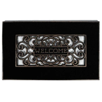 Πατάκι Εισόδου από Κοκοφοίνικα  και Καουτσούκ με Αντιολισθητικό Υπόστρωμα Mathara 001 Welcome Black 45x75εκ Sdim