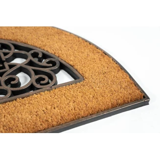 Ημικυκλικό Πατάκι Εισόδου από Κοκοφοίνικα  και Καουτσούκ με Αντιολισθητικό Υπόστρωμα Mathara 004 Welcome Natural HR 45x75εκ Sdim