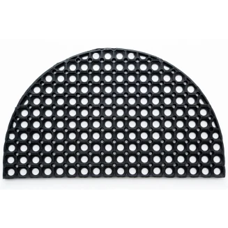 Ημικυκλικό Αντιολισθητικό Πατάκι Εισόδου από Καουτσούκ Domino Black HR 45x75εκ Πάχους 22mm Sdim