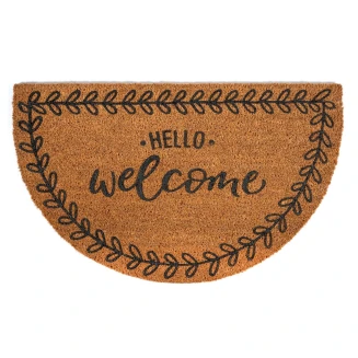 Ημικυκλικό Πατάκι Εισόδου από Κοκοφοίνικα με Αντιολισθητικό Υπόστρωμα Finesse 475 Flower Hello Welcome 45x75εκ Sdim