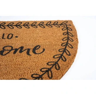 Ημικυκλικό Πατάκι Εισόδου από Κοκοφοίνικα με Αντιολισθητικό Υπόστρωμα Finesse 475 Flower Hello Welcome 45x75εκ Sdim